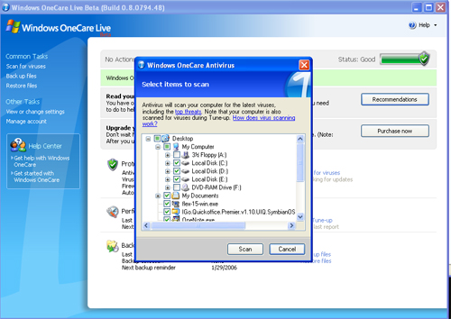 scanning pc for virus onecare